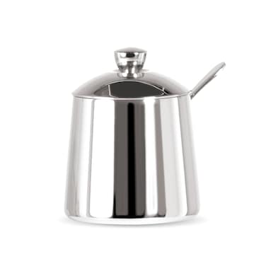 Frieling USA 18/10 Stainless Steel Sugar Bowl and Spoon Set - Silver - Sugar Holder - Sugar Pot - Sugar Bowl Set - Sugar Holder with Spoon - Stainless Steel Sugar Bowl with Lid - Metal Sugar Bowl