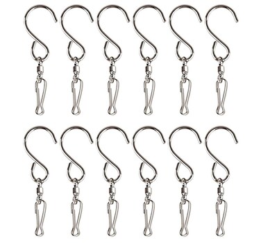 Kinteshun Swivel Hooks Clips,Stainless Steel Rotatable Hangers for Wind Spinners Wind Chimes Crystal Twisters and Party Supplies(12pcs,Silver Tone)