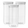 DilaBee 80 Ounce Tall Clear Empty Plastic Jars with Screw-on Lids &amp; Labels - Pack of 3 Large 2.5 quart 10 cup capacity Plastic Cylinder Containers - Food Grade BPA Free Airtight Leak Proof Canisters