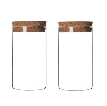 XINGZI Kitchen Storage Containers With Cork Lids Set Of 2 300ml/10oz Durable Refillable Clear Glass Food Canisters Storage Container Vial Jars For Tea Coffee Flower Dry Goods Pantry Organization