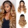LEOSA Ombre Headband Wig Body Wave Blonde Synthetic Wig with Headband Real Wigs,Long Wavy Ombre Wigs for Black Women Blonde Wavy Headband Wig