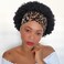 Quantum Love Short Human Hair Wigs Afro Curly Human Hair Headband Wig for Black Women Afro Puff Natural Black Headband Glueless Human Hair Wigs