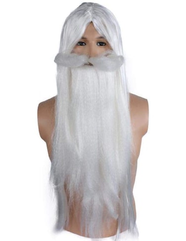 Wizard Wig and Beard Set Light Grey