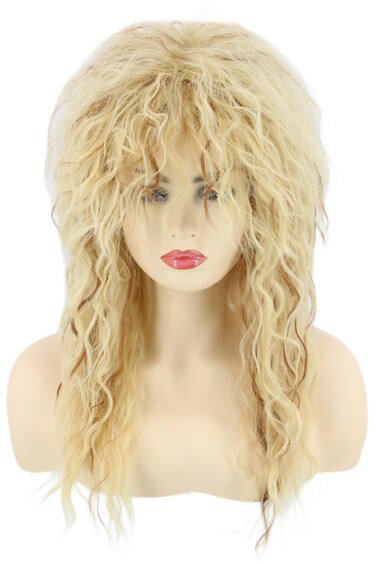 LeMarnia 70's 80's Rock Mullet Wig Blonde Curls Halloween Costume Fashion Wigs Fancy Party Accessories Wigs