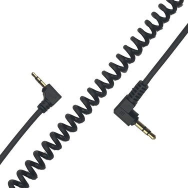 MMNNE 3.5mm to 2.5mm Coiled Cable 90 Degree Right Angle Coiled 3.5mm Male to 2.5mm Male Headset Stereo Audio Aux Extender Stereo Jack Cable
