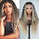 GLAM21USA HD Lace Front 13X6 Transparent Lace Frontal Wig Deep Wave Preplucked Human Hair Blend Long Curly Swiss-Lace Heat Friendly Synthetic Wigs - Isis (Neutral-Lace, MOP1B/BLONDE)