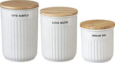 Primitives by Kathy Decorative Canister Set, Set of 3, White