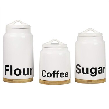 Home Basics CS37216 Canister Set, 3 Piece, White