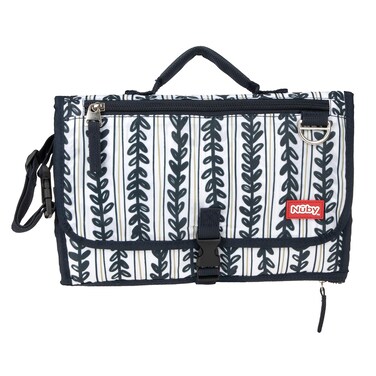 Nuby Portable Baby Changing Pad Station, Quick Wipe Clean Changing Mat with Built-in Pillow, Stripes Print