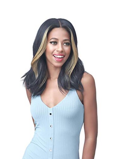 Bobbi Boss 13X4 HD Lace Front Bob Curly Wigs - MLF233 AVRI, Women's Short Wig Loose Wavy Synthetic with Baby Hair, Special Colors Daily Wig, High Heat Resistant wigs (HL RDBG/1B)