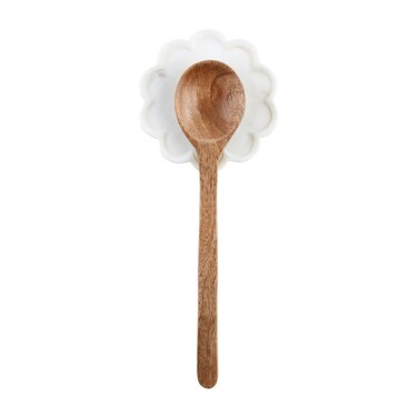 Mud Pie Spoon Rest Set, 5" dia, White