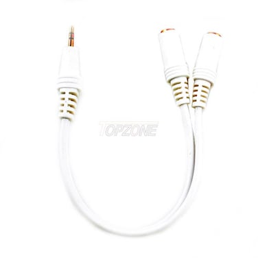 Topzone 4 inch 2.5mm Stereo "Y" Cable: 2.5mm Stereo Plug to two 2.5mm Jacks