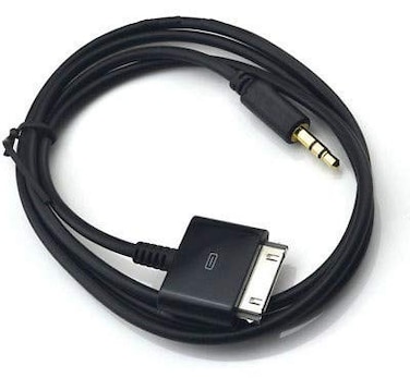 Stereo 3.5mm AUX Input to 30-Pin Male Dock Universal Connector Cable Adapter (4.9 FT, Black)