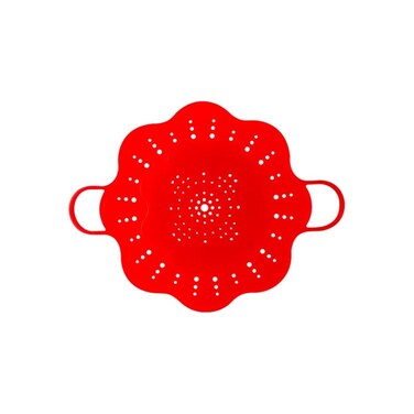 Kitchen Essential Silicone 11" Large Steamer Basket with Handle, Dumpling, Vegetable, Fish, Nonstick Flexible Steam Insert with Non Slip Feet, Microwave, Dishwasher Safe, Made in Korea