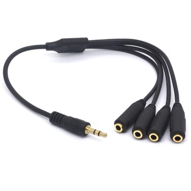PIIHUSW 4 Way Port 3.5mm Headphone Splitter Cable 3.5 TRS Stereo Jack Earphone Audio Stereo Lead Cord for Mobile Phone Tablet Speaker Mic Headset Smartphone
