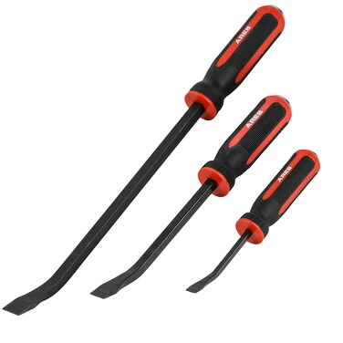 ARES 46023 &acirc;&euro;&ldquo; 4-Piece Pry Bar Set - 8-Inch, 12-Inch, 18-Inch, and 24-Inch Pry Bars - Angled Tips for Lifting and Prying - Comfortable Non-Slip Double Injection Handles