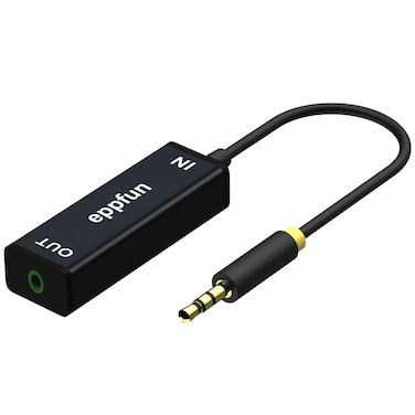 eppfun Ground Loop Noise Isolator for Car Audio/Home Stereo System (Hum Eliminator- Eliminate The Buzzing Noise) with Jack 3.5mm Aux Audio Cable (Black)