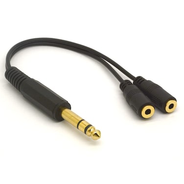 PIIHUSW 6.35 to 3.5mm Cable Splitter, 1/4" TRS Stereo Jack Male to Dual 1/8"(Mini) Female Y Adapter Cord (20cm)
