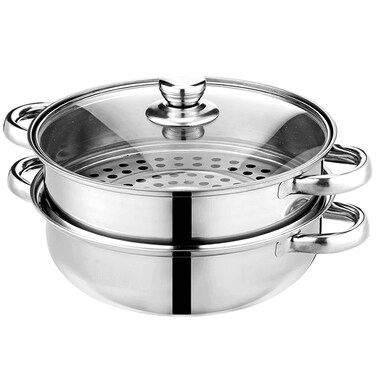 Steamer Pot for Cooking 4 Quart Steamer Pot 2-tier Multipurpose 18/8 Stainless Steel Steam Pot Cookware with Lid for Vegetable, Noodles, Pasta, Food