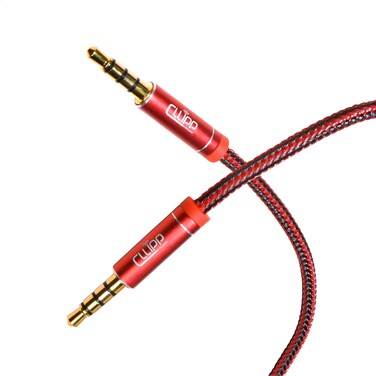 CLLIPP WIRELESS Cllippwireless Aux Cable 3.5mm 5ft Nylon Braided Premium Auxiliary Audio Cable TRS Hi-Fi Stereo Sound for Headphone, Smartphones, Speaker, Car Stereo, iPhone, iPad, iPod, Echo - Red