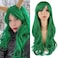 TOFAFA Green Wigs for Women Long Curly Wavy Wig, Synthetic Heat Resistant Wig Anime Hairpiece for Daily St. Patrick's Day Cosplay Theme Party Gift(Green Wig 24 inch)