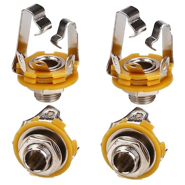 TRS Socket,Stereo 3-Conductor Input Jack, 1/4", TRS Panel Mount Socket with Washer and Nut Solder Type for Guitar Pedals Bass Fender Footswitch and Any Other Applications with 6.35mm(4Pack) HUASEN