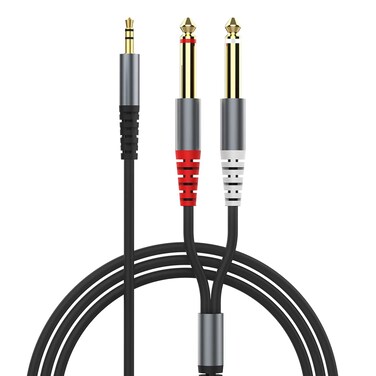 1/8 to 1/4 Stereo Cable, 3.5mm 1/8 inch TRS Stereo to Dual 6.35mm 1/4 inch TS Mono Breakout Cable Y-Splitter Stereo Cord Adapter Compatible for Home Stereo Systems, Laptop, Amplifier, MP3 - 1.5m/4.9ft