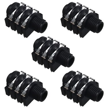 Fielect 5Pcs PCB Mount 6.35mm 6 Pin Socket Headphone Stereo Jack Audio Video Connector Black