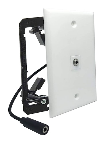 DIYTECH 3.5mm Stereo Headphone Wall Jack, Female to Female Audio Connectors, in-line Modular, with Extension Cable and Mounting Bracket, Aux Wall Plate