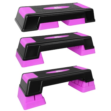 KL KLB Sport 30" Adjustable Workout Aerobic Stepper in Fitness &amp; Exercise Step Platform Trainer Stepper w/Risers for Strength, Stability and Resistance Training (Purple)