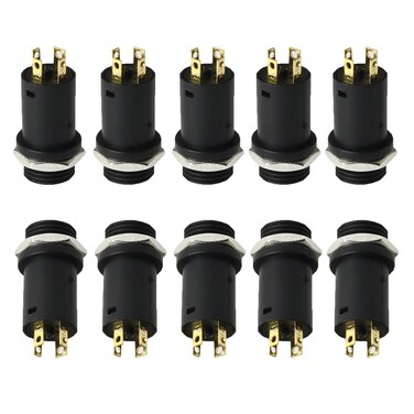RLECS 10pcs 3.5mm Mini Stereo Female Jack Socket Plug with Nut, 3.5MM Mini Stereo Panel Mount Jack Solder Connector 4-Pole Gold-Plated, 3.5 mm Headphone Audio Jack