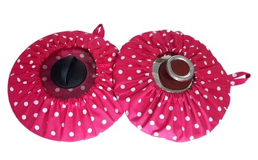 DLK - 2 X Thick Fabric Steam Catcher - Cotton Steaming Cloth Cooking - (8-11)" / (20-28) cm Rice Lid Cover, Rice Brewing Cover - Steam Trap Set of 2 - Magenta