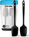 New DI ORO Seamless Series 2-Piece Silicone Pro XL Spoonula &amp; Spatula Set - 600&Acirc;&deg;F Heat-Resistant Nonstick Rubber Commercial Grade Kitchen Cooking Utensils - Large Scrapers for Mixing &amp; Baking (Black)