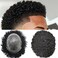 American African Wig for Men Afro Weave Hair Unit for Black Men Brazilian Human Hair Replacement System for Men Injection Full PU Poly Skin Kinky Curly LYRICAL HAIR PIECE(1# Jet Black, 10MM Afro Wave)