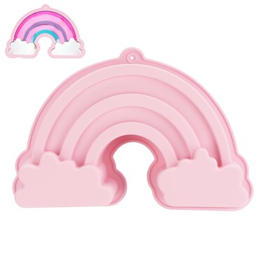 CAIRIAC Rainbow Cake Mold Silicone Molds for Baking, Resin Crafts Molds, Baking Gift for Mom Wife Bakers, Specialty Novelty Cake Pans Housewarming Gifts Large Rainbow Mold (Pink)
