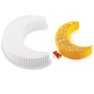Fewo 3D Moon Shape Silicone Cake Mold, Crescent Moonlight Sonata Mousse Cake Pan Bread Pizza Baking Mold Kitchen Bakeware Tools