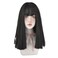 HUAISU Long Black Straight Hair Wig with Bangs Synthetic High Density Long Hair Wig for Women (Natural Black, 18inch)