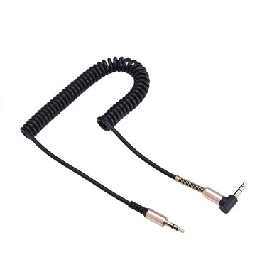 Richer-R 3.5mm Male to Male Spring Aux Cable L-Shaped &amp; I-Shaped Retractable Cord for Car Audio Earphone