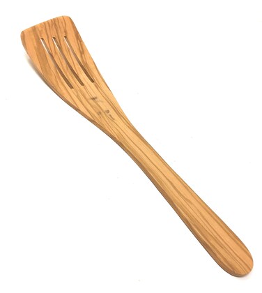 PACIFIC MERCHANTS Olivewood Lg Slotted Curved Spatula 12in, 1 EA
