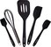 zonoz Premium Silicone Spatula Set - Ultra Heat-Resistant Spatula - Seamless Design - Pro-Grade BPA Free Non-Stick Silicone Rubber with Reinforced Stainless Steel S-Core Technology (5-Piece Set Black)