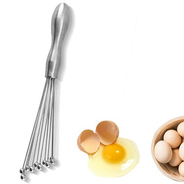 Egg Whisks,10 INCH Stainless Steel Ball Whisk Egg Beater Manual Mixer for Sauces Cream egg