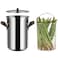 Alessi PU309 edo Asparagus steamer with basket and lid in 18/10 stainless steel. Handles in 18/10 stainless steel with PVD coating, brown. Magnetic steel bottom suitable for induction cooking.