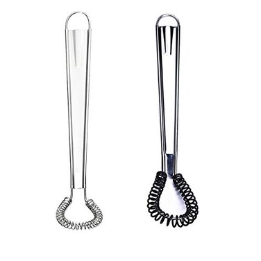 Stainless Steel Mini Spring Egg Beater Silicone Whisk Magic Hand Held Sauce Stirrer Blender Milk Frother Foamer Coffee Mixer (2Pack-Silicone+Steel coil)