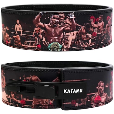 Katamu Premium Lever Weight Lifting Belt   Gym Belt   Powerlifting Belt   Leather Lifting Belts with Lever (Iron Mike Tyson, Medium)