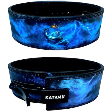 Katamu Premium Lever Weight Lifting Belt   Gym Belt   Powerlifting Belt   Leather Lifting Belts with Lever (Poseidon - God of the Ocean, X-Large)