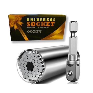 TOSFOH Super Universal Socket Wrench Tools Grip Multi Function Ratchet Wrench Power Drill Bit Adapter 1/4"-3/4" (7Mm-19Mm) Set Professional Repair Tools Adjustable Socket Drill With Adapter
