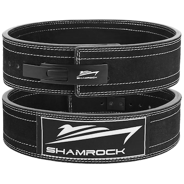 SHAMROCK LEVER BELT 10 MM LEATHER WEIGHT LIFTING Belt for Men &amp; Women - Powerlifting Belt for Back Support, Weightlifting Gym &amp; Fitness Training (Large, Black)