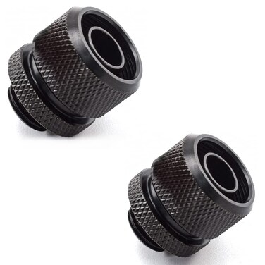 MARRTEUM G1/4" to 3/8" ID 1/2" OD Compression Fittings Extender Connectors for Computer Water Cooling System, Black, 2-Pack