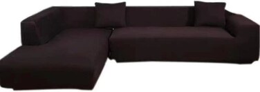 MIKUDREAM Super Stretch Sectional Couch Covers; L Shape Sofa Covers; 2pcs Sofa Slipcovers for 3 + 3 Seaters Sectional Chaise Slipcover;Anti-Skid Dustproof Sofa (Coffee, 3 + 3 Seater Sofa)