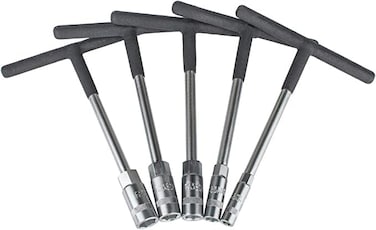 T Handle Metric Socket Wrench Set, 8mm-14mm, Black, Rubber Coated, Chrome Vanadium Steel, 12.99 x 7.87 x 1.5 inches
